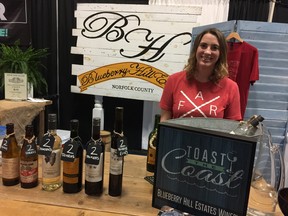 Blueberry Hill Estates/Front Road Cellars will be returning as one of the vendors at Eat & Drink Norfolk running from April 7-9 at the Simcoe fairgrounds. Manager Amanda Vranckx greeted customers at a previous Eat & Drink Norfolk event. CONTRIBUTED PHOTO
