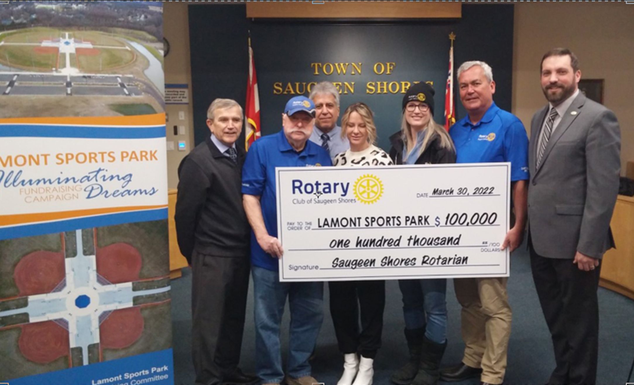 Saugeen Shores Rotary makes 100,000 pledge to Lamont Sports Park Owen Sound Sun Times