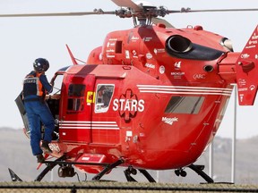 STARS Air Ambulance brings a two-year-old into the Alberta Children's Hospital who fell into a septic tank in Calgary on Thursday, April 26, 2018.
