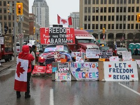 File photo/ The "Freedom Convoy" protest continued on Wellington street in Ottawa, February 10, 2022.