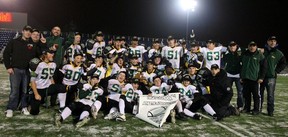 The 2013 Fort High football team after an undefeated season.  Justice Momoka #25.  Jacob Battenfelder, #34. Photo supplied.