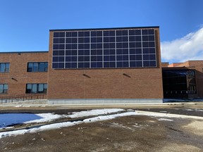 Solar panels, which were installed on a new wing that opened at École Secondaire Beaumont Composite High School earlier this year, will also be installed at West Haven Public School this summer. (Ted Murphy)