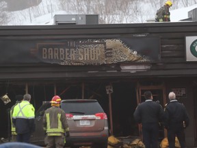 Firefighters and police on the scene of a fire at The Barber Shop on Regent Street. Fire Marshal and police will be investigating the incident.