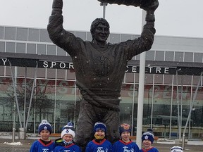 Ten members of the Brantford Rangers Tyke team were thrilled to be chosen to help represent the future of hockey at the NHL Heritage Classic outdoor game between the Maple Leafs and the Buffalo Sabres at Tim Hortons Field in Hamilton on Sunday.
