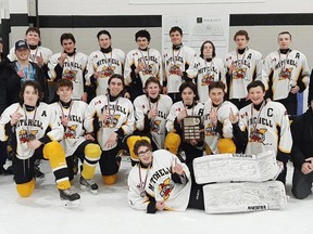 The Mitchell U18 Local League team defeated Hanover 3-0 March 31 to win their four-point WOAA Maroon division championship, 4-2.