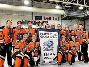 The Zone 2 U16AA ringette team are on their way to nationals as Team Alberta after winning provincials over the weekend of February 25. Photo courtesy of Jennifer Rice.