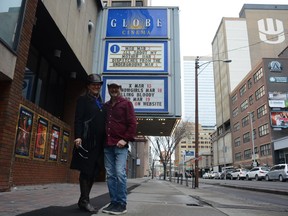 Calgary singer Sandra Sutter and Airdrie director Rob Ing stand outside Globe Cinema in Calgary on Sunday, March 20 to premier their new collaborative project, "A Woman's Voice," which seeks to confront social issues that affect women everywhere.
