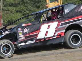 Working together with her boyfriend and regional racing teammate Tyler Lamarche, Geneva Sheffield (No. 8) is looking to add extra marketing partners to the duo's equipment for 2022. JIM CLARKE PHOTO
