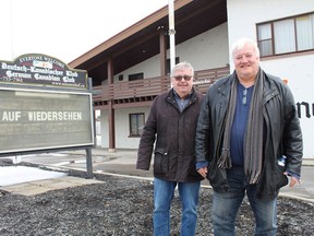 Harold Krause (left), president of the German Canadian Association, and vice-president Bernie Korfmann, are preparing for the sale of the Sonnenhof hall on Henry Street, which has been operating since 1962.