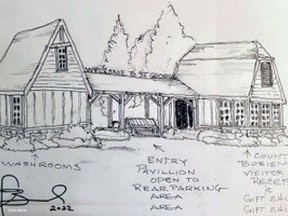 St. George resident John Pascuta provided a sketch of his idea to transform the former SuperTest building property in St. George into a tourism centre.