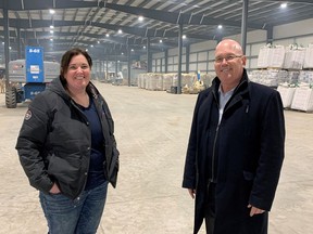 Leeds-Grenville-Thousand Islands and Rideau Lakes MPP Steve Clark poses with Jennifer Cameron of Willows Agriservices. (SUBMITTED PHOTO)