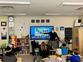 Upper Canada District School Board principal of equity and inclusion Dan McRae speaks with students during a presentation. (SUBMITTED PHOTO)