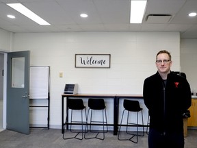 Rob Adams, CEO of the YMCA of Eastern Ontario, poses in the room at the Brockville facility that will house the local COVID-19 vaccination clinic. (RONALD ZAJAC/The Recorder and Times)