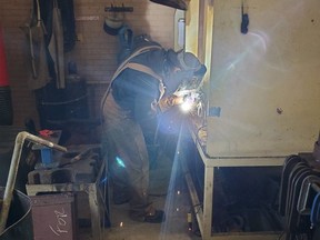 Noble Stonefish puts his welding skills into practice at Chatham-Kent Secondary School. Handout
