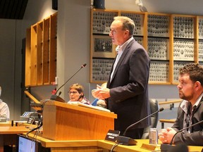 Thomas Kelly is shown in a file photograph addressing Chatham-Kent council. File photo/Postmedia