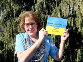 Monica Bacic has made an appeal on Facebook asking Canadians to wear blue and yellow on March 24 to show solidarity with Ukraine, one month since the country was invaded by Russia. PHOTO Ellwood Shreve/Chatham Daily News