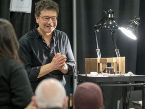 Director Antoni Cimolino stands beside a maquette during the first rehearsal for Richard III inside the Stratford Normal School's Curnock Hall in early 2020. Tristan Urry Photo