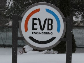 EVB Engineering sign, on Second Street West near the Benson Centre. Photo on Tuesday, March 1, 2022, in Cornwall, Ontario.Todd Hambleton/Standard-Freeholder/Postmedia Network