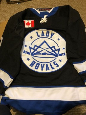 The dark version of the new Lady Royals jerseys.  Document/Standard-Freeholder/Postmedia Network
