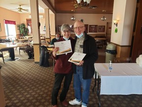 Two of the Mental Gymnastics course participants, Bill and Caroll Fraser, with their certificates at the Cornwall Legion. Handout/Standard-Freeholder/Postmedia Network