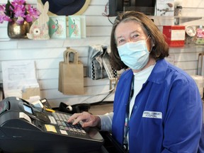 Handout/Cornwall Standard-Freeholder/Postmedia Network
A Cornwall Community Hospital photo of CCH Auxiliary volunteer Margaret Riley, on March 17, 2022, her first shift in the gift shop since that start of the pandemic.