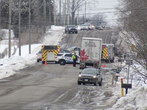 Princess Street west of Westbrook was closed in both directions after a collision just before 3:30 p.m. on Wednesday.