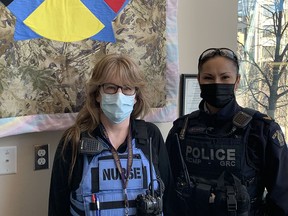 Michelle Quinn, Northern Health's full time registered psychiatric nurse with the Car 60 program, and Cpl. Sonja Blom, the lead RCMP officer with the program.