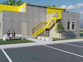 An artist's rendering of the 3D printed building designed by CyBe, representing the Netherlands. One of four 1,400 square foot 3-unit buildings to be constructed in the first stage of the project to be completed in Gananoque by the Horizon Legacy Group.  Supplied by Horizon Legacy Group