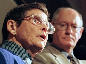 Lois Wilson, Canada's special envoy to the Sudan peace process (L), and John Harker, who was appointed by Minister of Foreign Affairs Lloyd Axworthy to go to Sudan on a fact finding mission Wednesday Dec 1, 1999.( Jim Young / National Post)