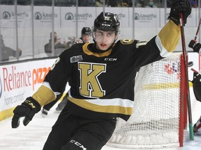 Kingston Frontenacs forward scored twice to give him an Ontario Hockey League-leading total of 22, but the Frontenacs lost 5-3 to the Mississauga Steelheads in their game in Mississauga on Sunday afternoon.