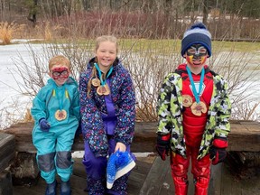 Top chicken bowlers were only part of the fun at the 42nd Rockport Winter Carnival held at the Rockport Barn on Old River Road. L-r, Jace Burns (silver medal), Ava McDonald (gold), and William Riddell (bronze).  supplied by Thomas Hopkins