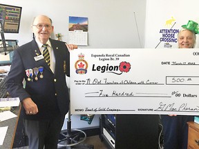 Espanola Royal Canadian Legion president Gary MacPherson made a donation to the Heart of Gold Campaign for $500, on behalf of the Legion.