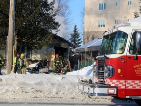 North Bay firefighters respond to a blaze at a Lakeshore Drive residence Thursday morning.
PJ Wilson/The Nugget