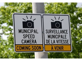 Municipal Speed Camera signs on Smyth Road in Ottawa