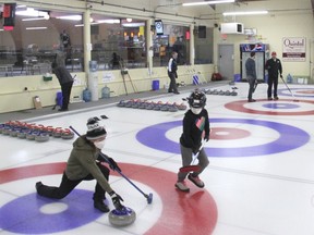 For the open house, the various ice sheets at the Pembroke Curling Centre were set up as stations to expose new curlers to different aspects of the sport such as sweeping and throwing a rock. Anthony Dixon