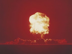Photo from a nuclear weapons test in Nevada on June 18 1957. Digital Vision Getty Images