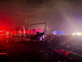 A car lies overturned among debris after a tornado struck New Orleans, La., on March 22. Kathleen Flynn/REUTERS