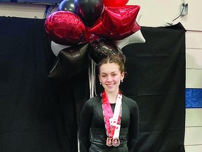 Yvonne Barnes of Lake Superior Figure Skating Club in the Sault placed first in Pre-Novice and first in Gold Artistic.