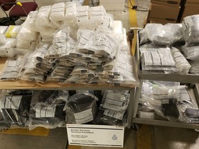 Border service officers found about 265 kilograms in illegal drugs in a transport truck entering Canada at the Blue Water Bridge on Jan.  13, the Canada Border Services Agency and Royal Canadian Mounted Police announced Wednesday.  (Handout)