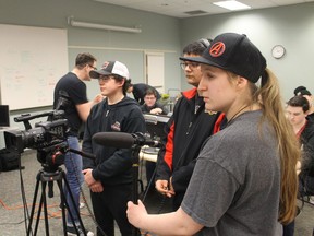 Aspiring high school filmmakers from across Lambton County participated in a youth film training session at Sarnia's Bayside Mall in March 2019 as part of a program offered by the Lambton Youth Short Film competition. (File photo/Postmedia Network)