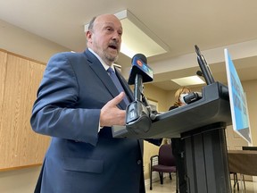 Michael Tibollo, associate minister of mental health and addictions, was in Sudbury Friday to announce $2.5 million for Monarch Recovery Services.