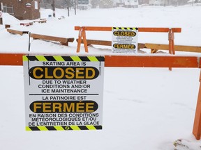 The City of Greater Sudbury has closed both the Queen's Athletic Field skating oval and the Ramsey Lake skating path because of weather conditions. John Lappa/Sudbury Star/Postmedia Network