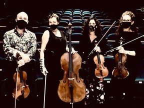 Beth Schneider-Gould (violin), Melissa Schaak (violin), Geoff McCausland (viola), and Dr. Dobrochna Zubek (cello) are The SSO String Quartet. Supplied