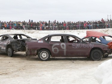 The second heat of Saturday's demolition derby featured larger models of vehicles battling in a competition of endurance. The last vehicle still moving at the end was driven by Don Turner of Gravenhurst. He was awarded the Joe LeBlanc Memorial trophy.

RON GRECH/The Daily Press