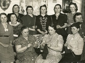 With the declaration of war in 1939, women of the Porcupine started to organize to help anyway they could. This Finnish knitting circle met weekly until the end of the war, providing socks, scarves and mitts for "the boys overseas". 

Supplied/Timmins Museum