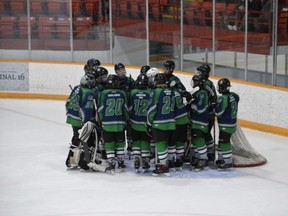 The U18 Melfort Mustangs take on the Carrot River Loggers in the NEMHL final. Photo by Lauren Dean