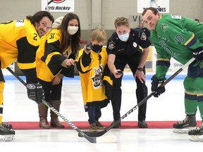 Tillsonburg Thunder honoured frontline workers and first responders at their WOSHL home opener against Stratford. This weekend the Thunder open WOSHL semifinal playoffs against Strathroy. Game 2 is Saturday at 7:30 p.m. in Tillsonburg. (Chris Abbott/Norfolk and Tillsonburg News)