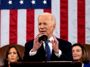 U.S. President Joe Biden delivers the State of the Union address to a joint session of Congress at the U.S. Capitol on March 1.