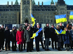 Parliamentarians and staff members from all political parties gathered on Parliament Hill to form a human "tryzub," the Ukrainian coat of arms, in solidarity with the people of Ukraine. Bow River MP Martin Shields, along with his Conservative colleagues, are calling on the government to support Ukraine and its people with concrete actions. "We unequivocally condemn this brutal and unlawful invasion of a democratic nation by Vladimir Putin," reads an email from Shields's office.