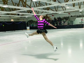 Kaiya Ruiter, 15, performs at the Vulcan Skating Club's carnival at the Vulcan District Arena on Friday evening. The guest skater, who trains in Calgary, won the Canadian Junior Women titlle in 2020 and represents Canada on the Junior Grand Prix circuit. A large crowd attended Friday's carnival, which had the theme of Disney Villains.